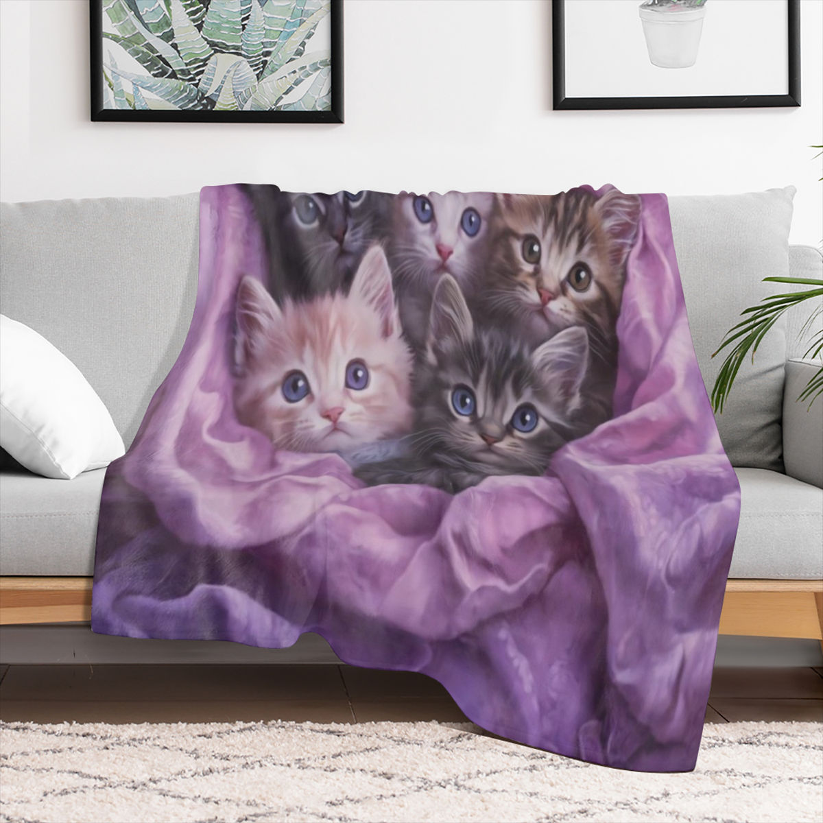 Cozy cat flannel blanket - soft, warm and versatile, perfect for sofas, beds, cars, offices, camping all seasons
