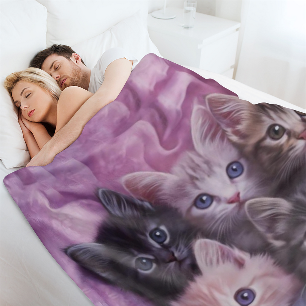 Cozy cat flannel blanket - soft, warm and versatile, perfect for sofas, beds, cars, offices, camping all seasons