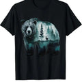 T-Shirt Homme en Coton Épais 180GSM Graphique Ours Noir