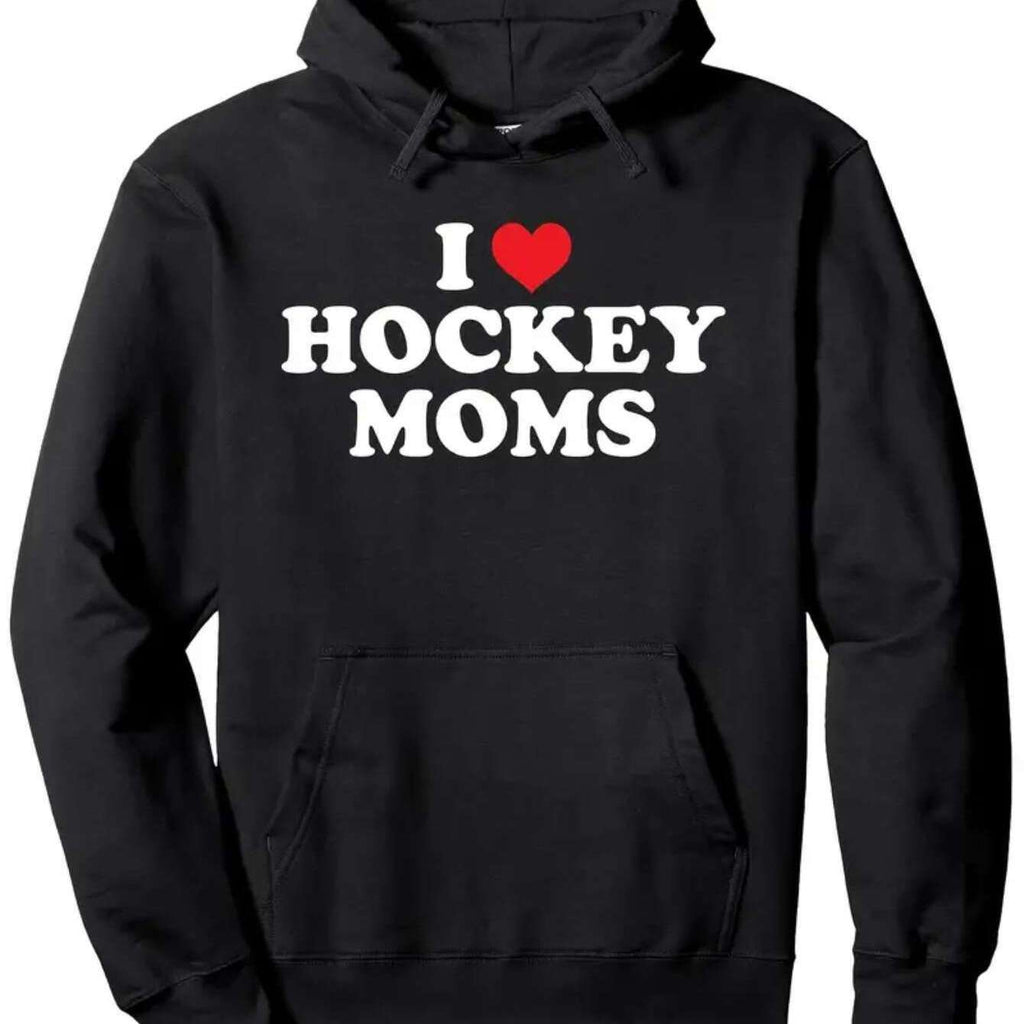 I Love Hockey Mom Black Hoodie