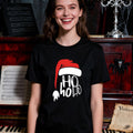 Damen 2025 Schwarzes Lächelndes Gesicht Print T-Shirt - Casual Rundhals Kurzarm Bluse mit Jolly Hooray Ganzjahres-, Weihnachts- Halloween- Valentinstag-Geschenk für das ganze Jahr (Nicht-)