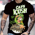 T-Shirt Homme Capn Kush Céréales Sucrées T-Shirt Graphique Drôle avec Logo Capn Kush et Céréales