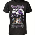 Deep Purple 50. Anniversary ( 19702024) Official Members Signature T- Shirt Black Graphic T- Shirt, Unisex for Concerts and Collectors Size S- 3XL ( Washing Machine) Deep Purple Vintage Rock Merchandise, Classic Round Neckline, Durable Material, High