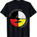 Medicine Wheel T-Shirt with & Plant Print - Loose Fit Short Sleeve Casual Outdoor Shirt, Digital Graphic Tee for All-Season Wear (Medicinal Design)