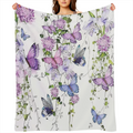 1pc Creative Flower And Butterfly Print Blanket, Contemporary Style Blanket, Soft And Comfortable Blanket, Travel Couch Bed Blanket, Office Home Decoration, Birthday Gift Blanket, For Boys, Girls, Adu