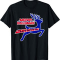 Men'S T-Shirt Featuring a Merry Billsmas Reindeer Design - Made from 100%, This Casual Tee Has a Crew Neck And Short Sleeves. It'S Machine Washable, Comes in Black with Red And Blue Lettering, And Is Available in Sizes 0XL to 3XL