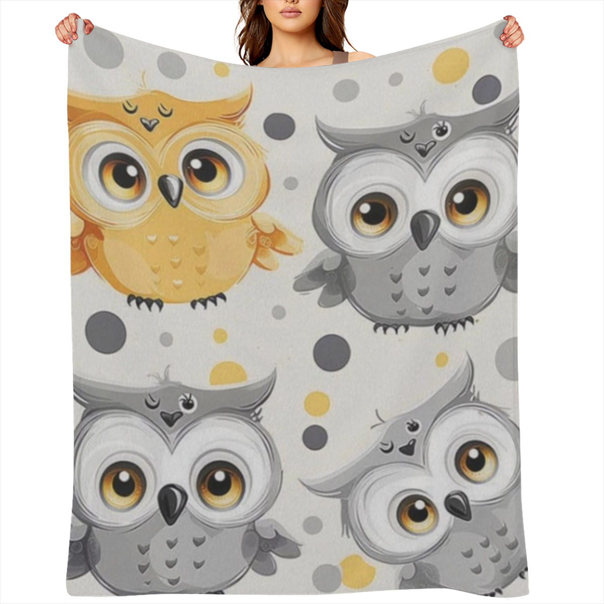 Animal Cartoon Owls Cute Printed Thickened Blanket 50x60 inch Cute Warm Flannel Throw Blankets for Bed Couch Sofa Office, 280GSM CozyFlannel MultiSizes, 4 Sizes Available (30x40in/ 40x50in/ 50x60in/ 6
