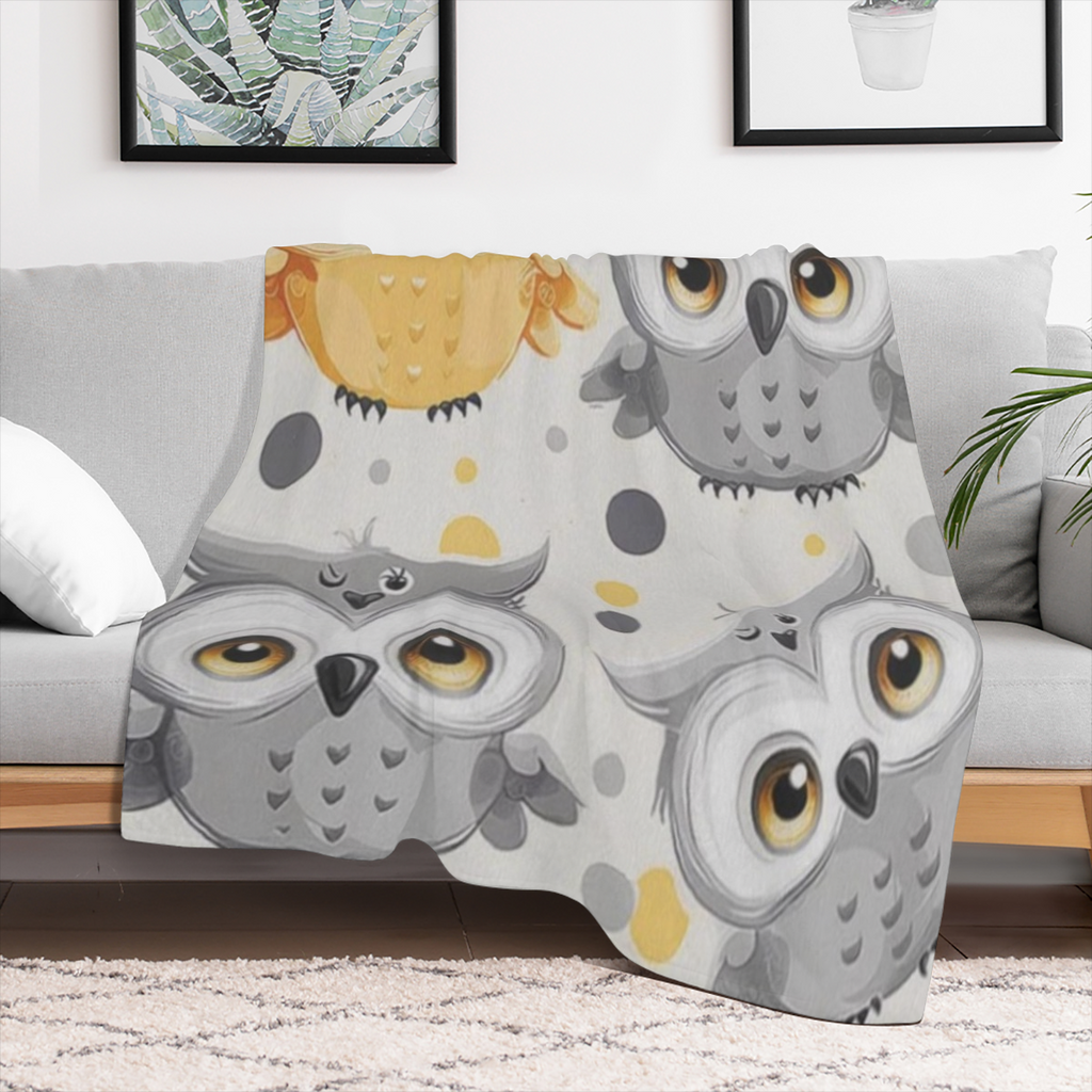 Animal Cartoon Owls Cute Printed Thickened Blanket 50x60 inch Cute Warm Flannel Throw Blankets for Bed Couch Sofa Office, 280GSM CozyFlannel MultiSizes, 4 Sizes Available (30x40in/ 40x50in/ 50x60in/ 6