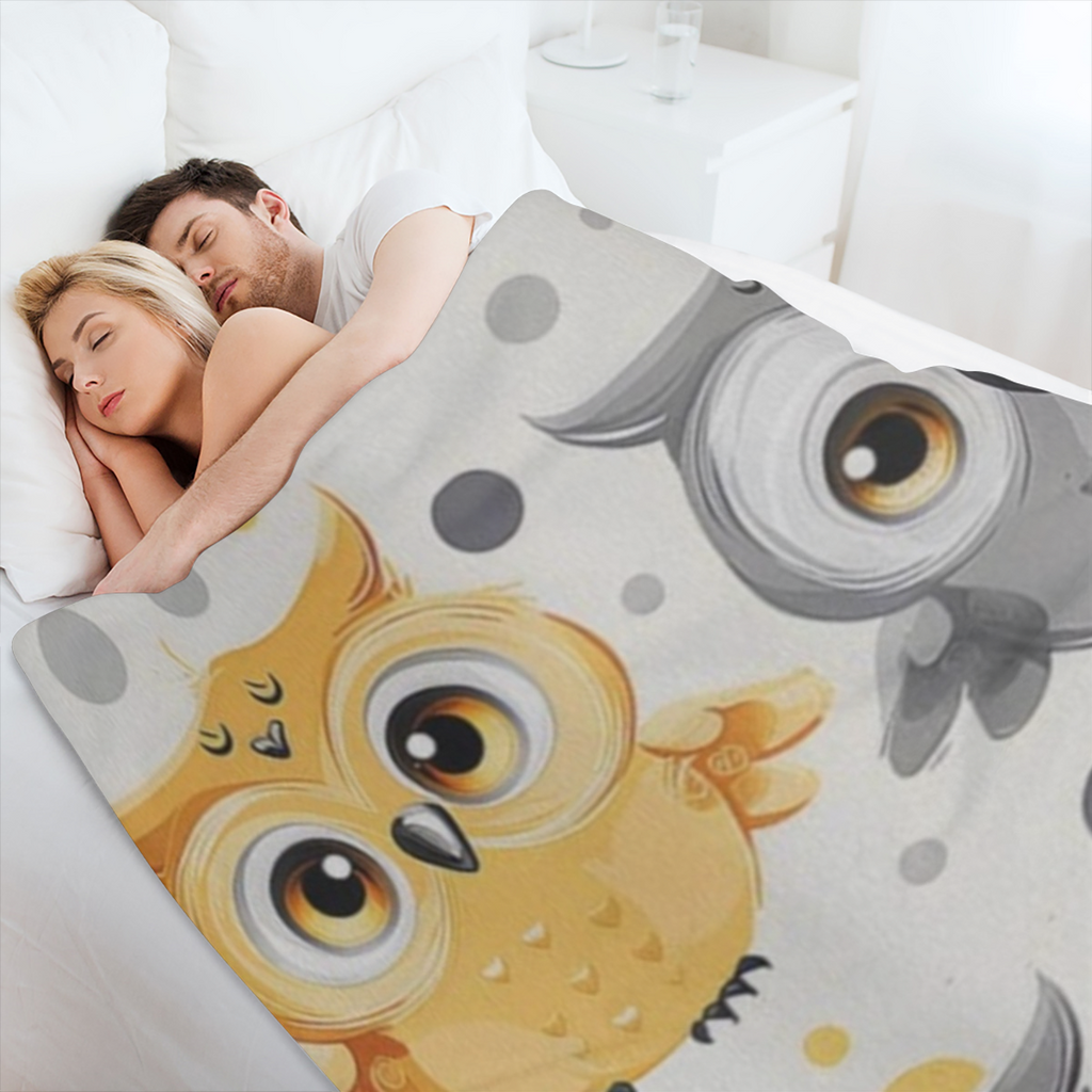 Animal Cartoon Owls Cute Printed Thickened Blanket 50x60 inch Cute Warm Flannel Throw Blankets for Bed Couch Sofa Office, 280GSM CozyFlannel MultiSizes, 4 Sizes Available (30x40in/ 40x50in/ 50x60in/ 6