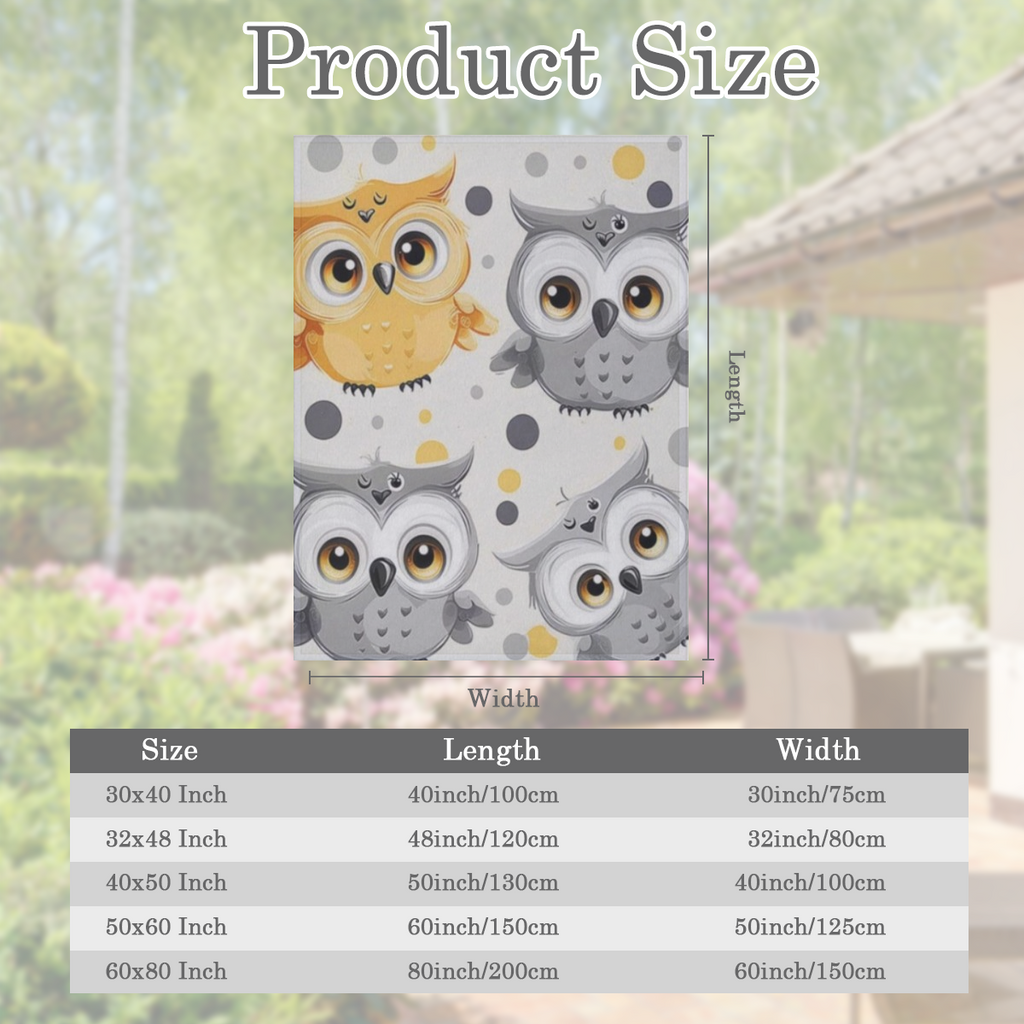 Animal Cartoon Owls Cute Printed Thickened Blanket 50x60 inch Cute Warm Flannel Throw Blankets for Bed Couch Sofa Office, 280GSM CozyFlannel MultiSizes, 4 Sizes Available (30x40in/ 40x50in/ 50x60in/ 6