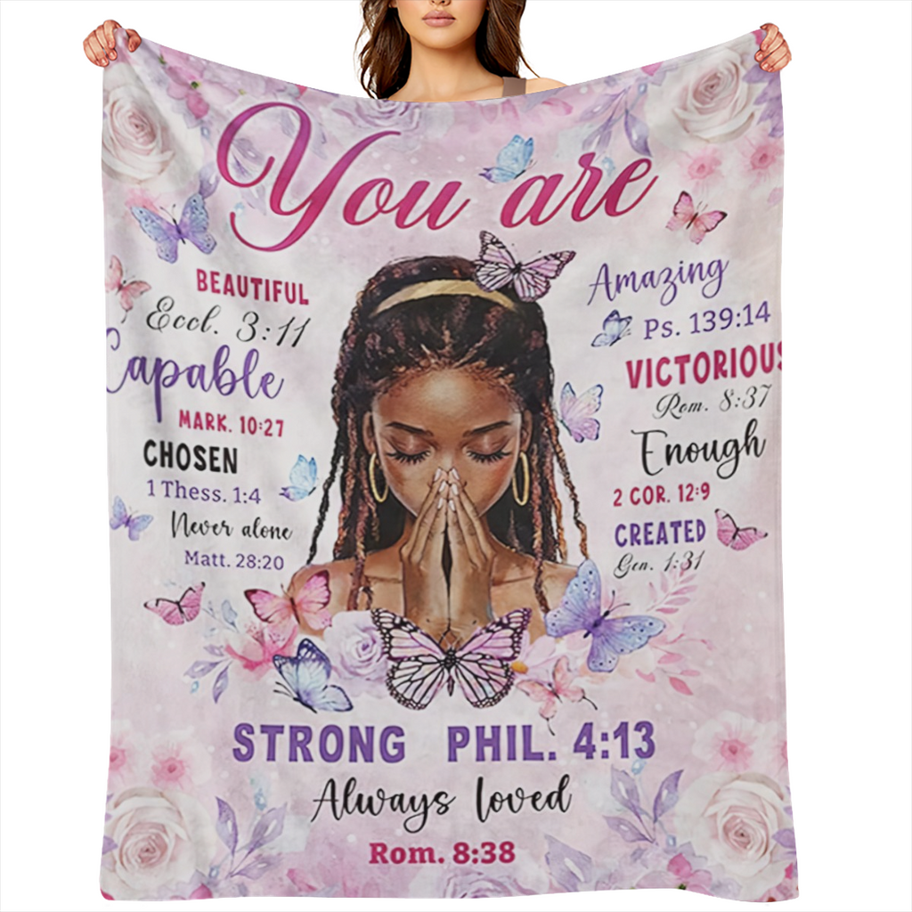 Black Women' s Bible Blanket for Women, African American Throw Blanket Gifts for Girls, Birthday Gift Blanket for Women, for Couch, Bed, or Travel