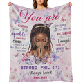 Black Women' s Bible Blanket for Women, African American Throw Blanket Gifts for Girls, Birthday Gift Blanket for Women, for Couch, Bed, or Travel