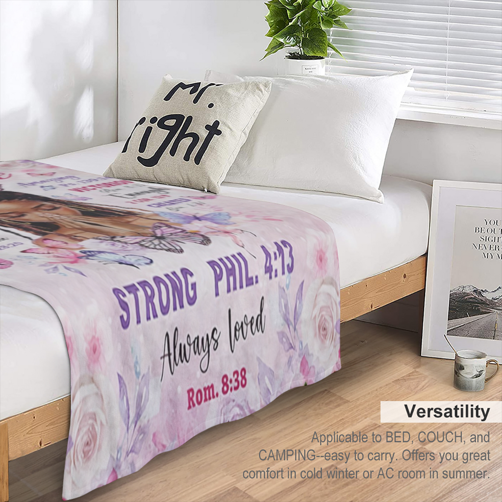 Black Women' s Bible Blanket for Women, African American Throw Blanket Gifts for Girls, Birthday Gift Blanket for Women, for Couch, Bed, or Travel