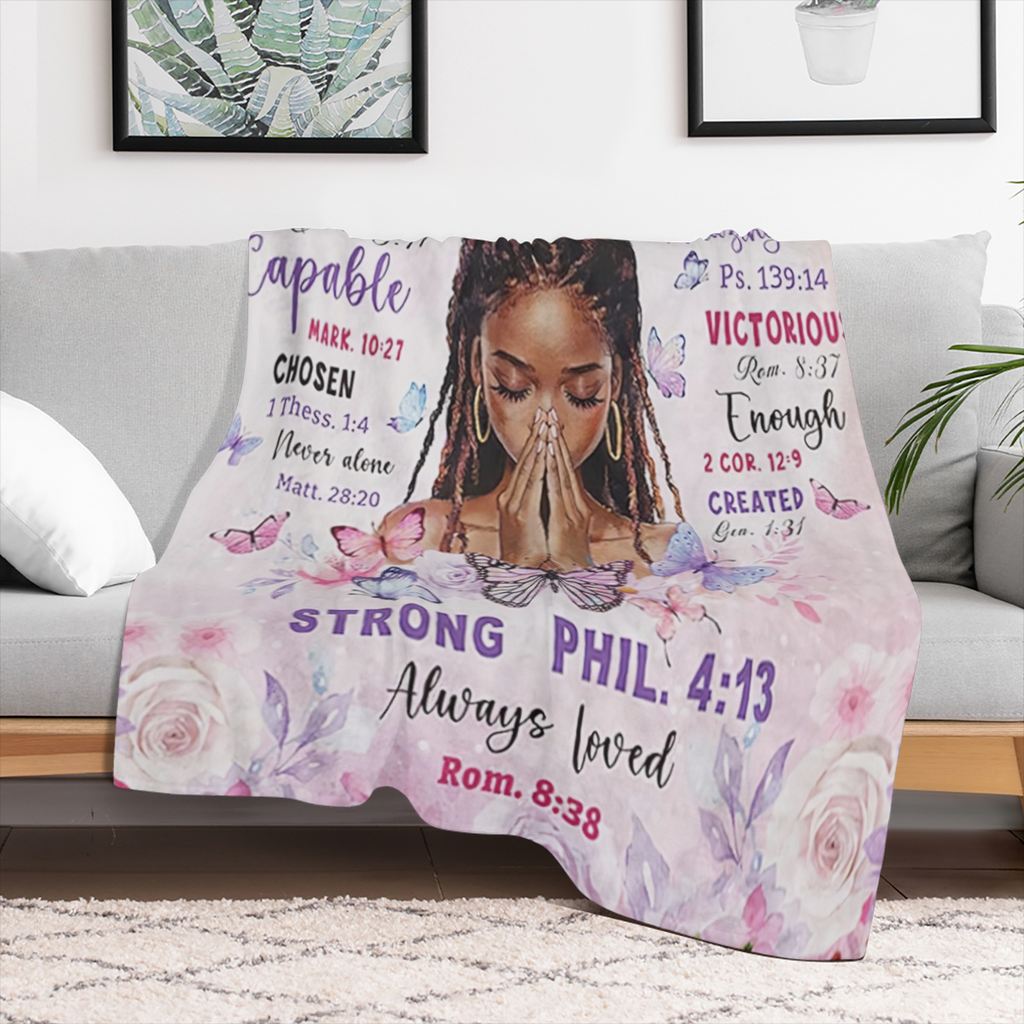 Black Women' s Bible Blanket for Women, African American Throw Blanket Gifts for Girls, Birthday Gift Blanket for Women, for Couch, Bed, or Travel
