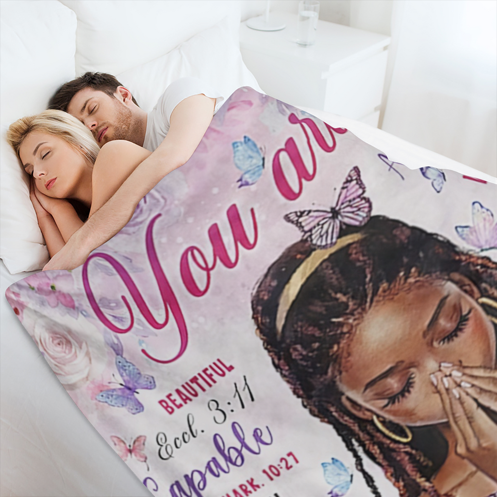 Black Women' s Bible Blanket for Women, African American Throw Blanket Gifts for Girls, Birthday Gift Blanket for Women, for Couch, Bed, or Travel