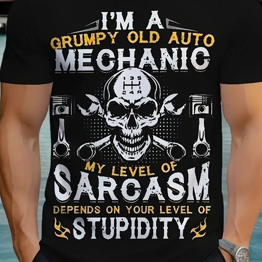 Plus Size Mens Alphabetic Graphic Print Tees - Soft Crew Neck, Comfort Fit, Slight Stretch Knitted Fabric, Casual Summer T-Shirts for Adults