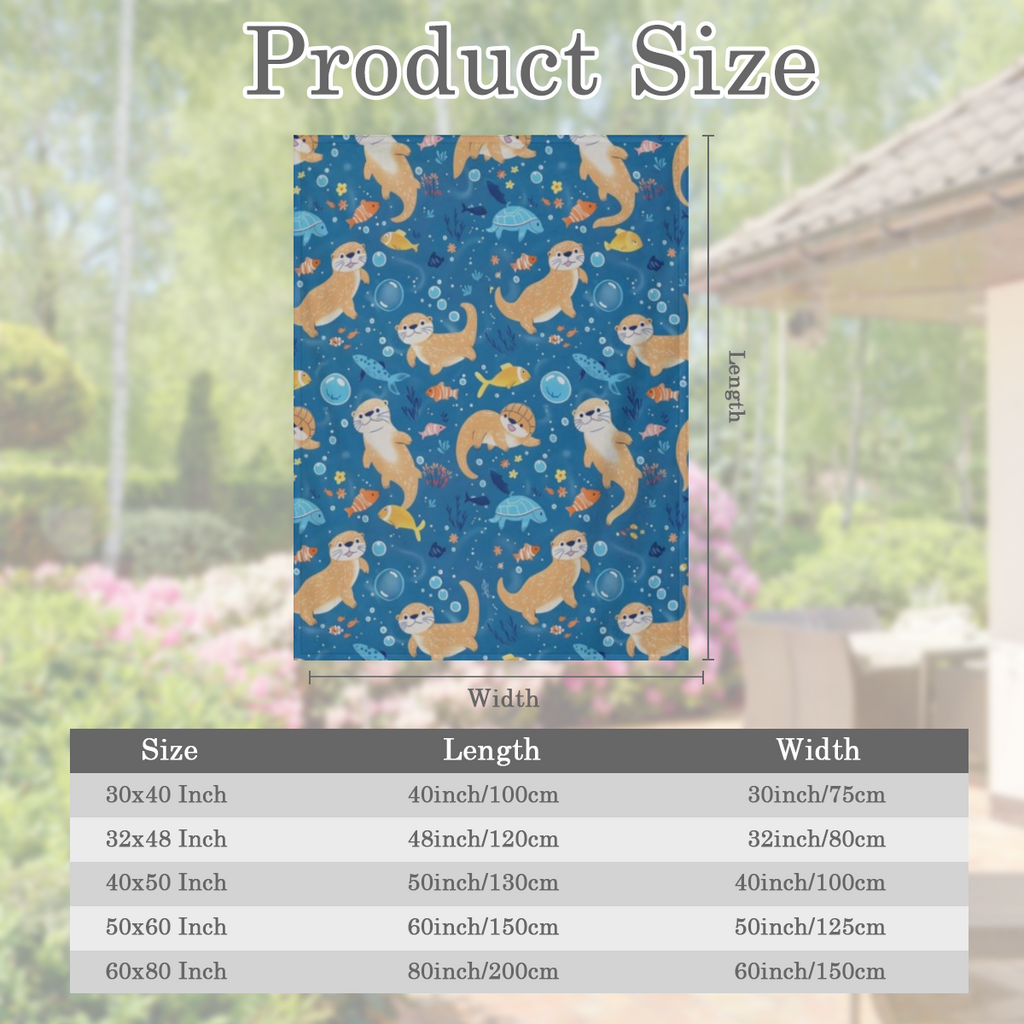 Cute Otter Blanket Sea Life Blue Throw Blankets Women & Marine Life Lovers, Lightweight Soft Fleece Cozy for Sofa Couch Bed Room Ocean- Themed Decor