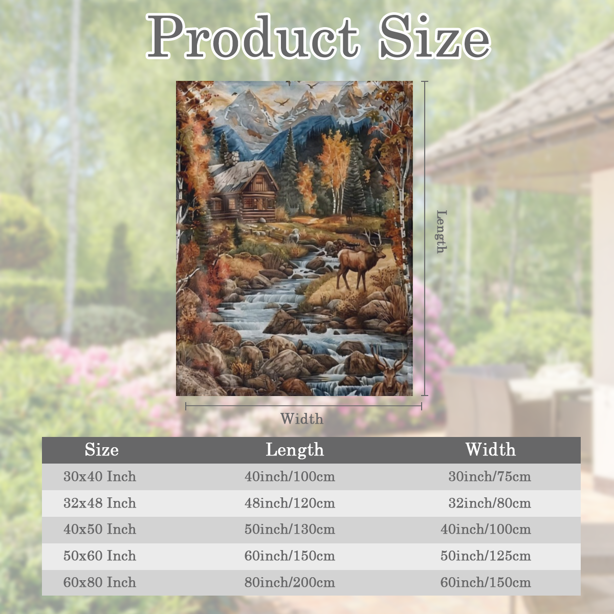 1 blanket, vintage Fall Forest Foothills Elk Log Cabin Stream print blanket, warm and comfortable soft blanket, suitable for sofa bed car office velvet room camping trip, gift blanket for all seasons