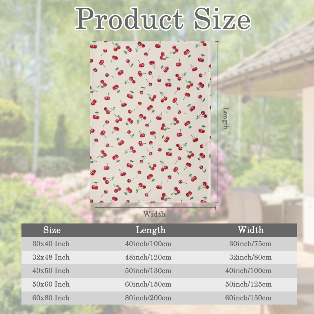 Cherry Series Printed Flannel Blanket - Digital Printing, All- season Multipurpose Sports Style Knit Bedding - Soft and Lightweight Gift, Suitable for Sofa, Travel, Camping, Lunch Break, Home