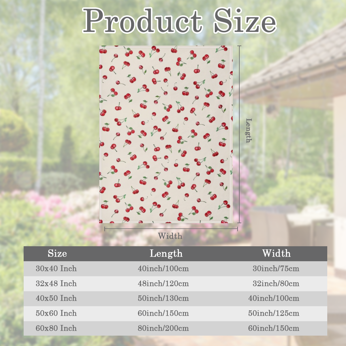 Cherry Series Printed Flannel Blanket - Digital Printing, All- season Multipurpose Sports Style Knit Bedding - Soft and Lightweight Gift, Suitable for Sofa, Travel, Camping, Lunch Break, Home