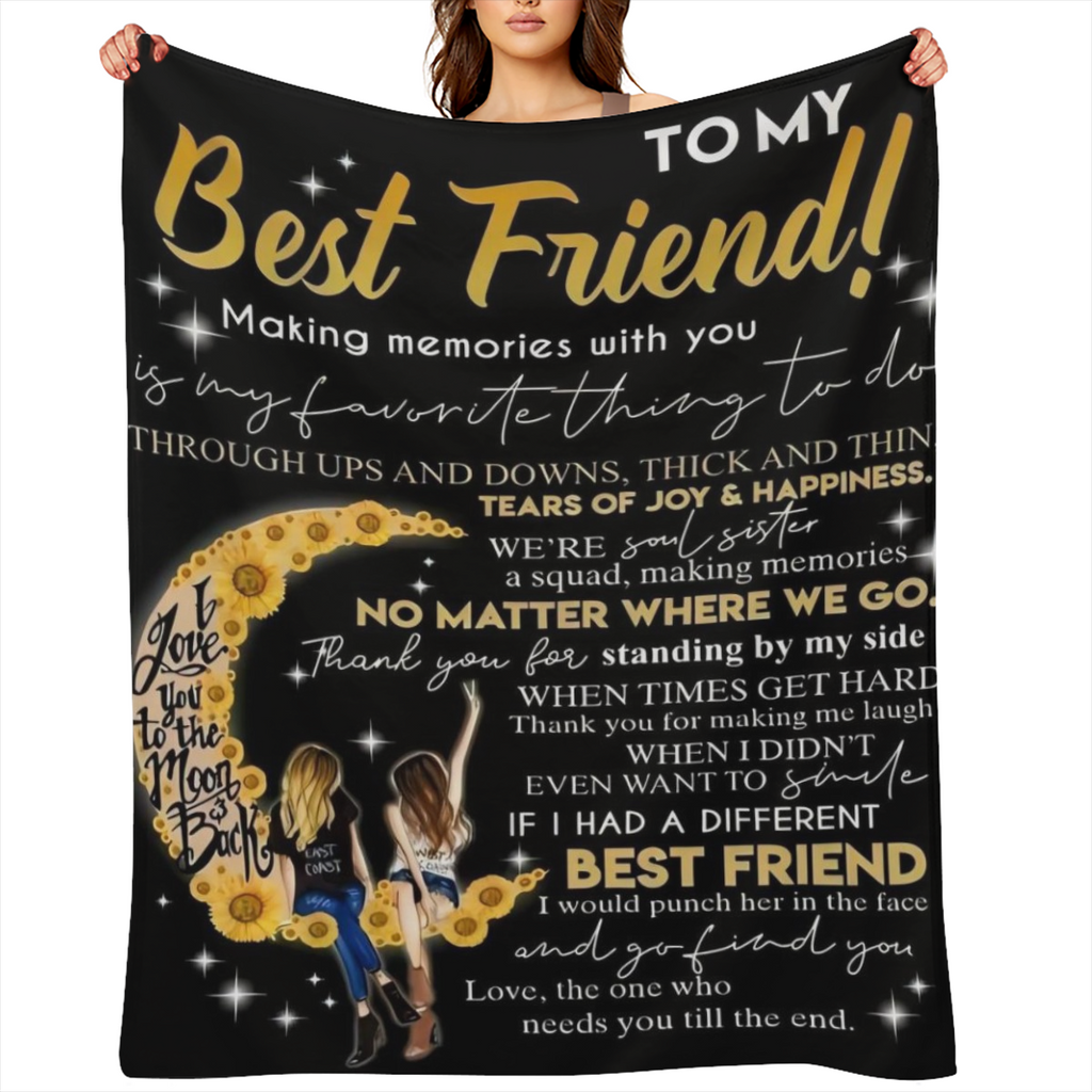 Best Friend Personalized Printed Fleece Blanket - Perfect Gift for Any Occasion