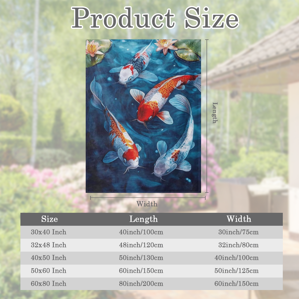 1pc Koi Fish Print Flannel Fleece Throw Blanket, 100 Polyester, Digital Print, Tear Resistant, All Seasons, Contemporary Style, Knit Fabric, 200-250gsm, Perfect Gift for Granddaughter, Daughter, Afric
