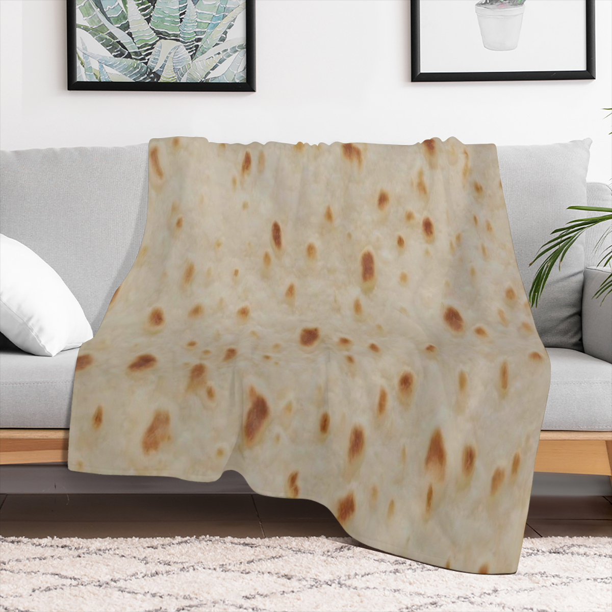 Burritos Tortilla Blanket Novelty Funny Realistic Food Soft Cozy Lightweight Throw Blanket for Children Boys Girls Women Men Bedroom Living Room Dorm Chair Sofa Travel 40x50in