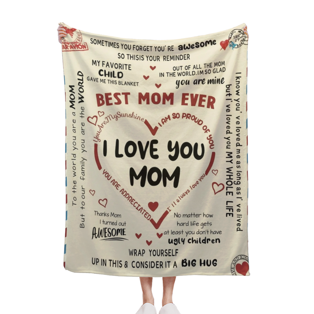 Letter To Mom Pattern Blanket, 1 Count SoftComfortable Warm Throw, Air-conditioned RoomWarm Nap Blanket for Home Office Travel day gift