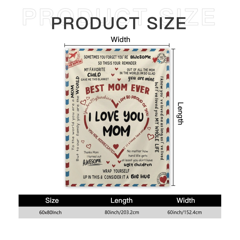 Letter To Mom Pattern Blanket, 1 Count SoftComfortable Warm Throw, Air-conditioned RoomWarm Nap Blanket for Home Office Travel day gift