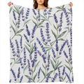 Lavender Flannel Throw Blanket ¨C Soft, Cozy 280GSM Fleece with Vibrant Purple Lavender & Green Leaf Pattern ¨C All-Season Comfort for Couch, Bed, or Dorm ¨C Machine Washable & Durable