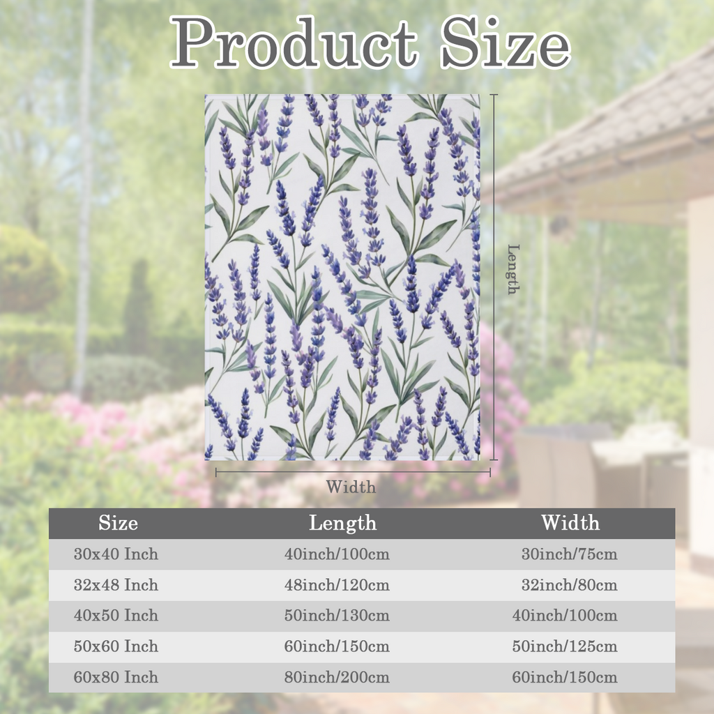 Lavender Flannel Throw Blanket ¨C Soft, Cozy 280GSM Fleece with Vibrant Purple Lavender & Green Leaf Pattern ¨C All-Season Comfort for Couch, Bed, or Dorm ¨C Machine Washable & Durable