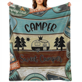 1pc Classic Fashion Blanket, Retro Camping Theme Flannel Blanket, Soft Warm Throw Blanket Nap Blanket For Couch Sofa Office Bed Camping Travel, Multi- purpose Gift Blanket For All Season