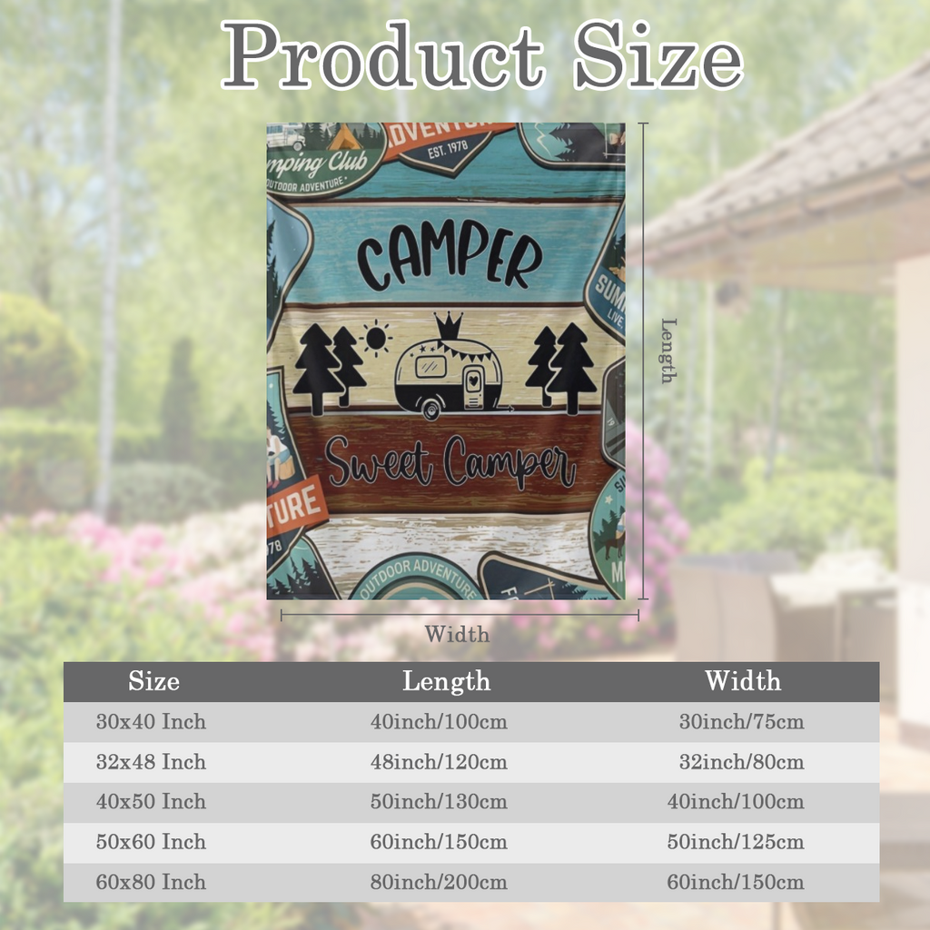 1pc Classic Fashion Blanket, Retro Camping Theme Flannel Blanket, Soft Warm Throw Blanket Nap Blanket For Couch Sofa Office Bed Camping Travel, Multi- purpose Gift Blanket For All Season