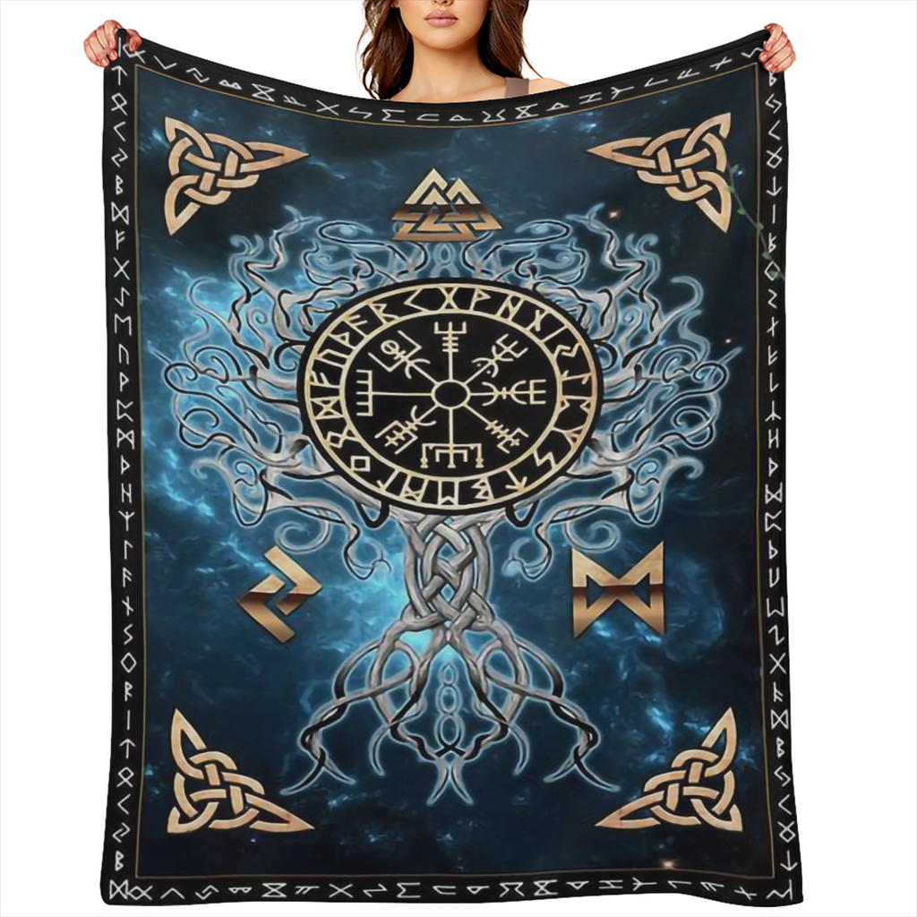 Cozy Viking- Inspired Flannel Throw Blanket - Soft, Warm & Lightweight for Couch, Bed, Travel, and Office - Versatile All- Season Gift