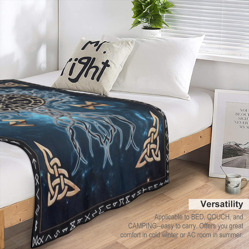 Cozy Viking- Inspired Flannel Throw Blanket - Soft, Warm & Lightweight for Couch, Bed, Travel, and Office - Versatile All- Season Gift