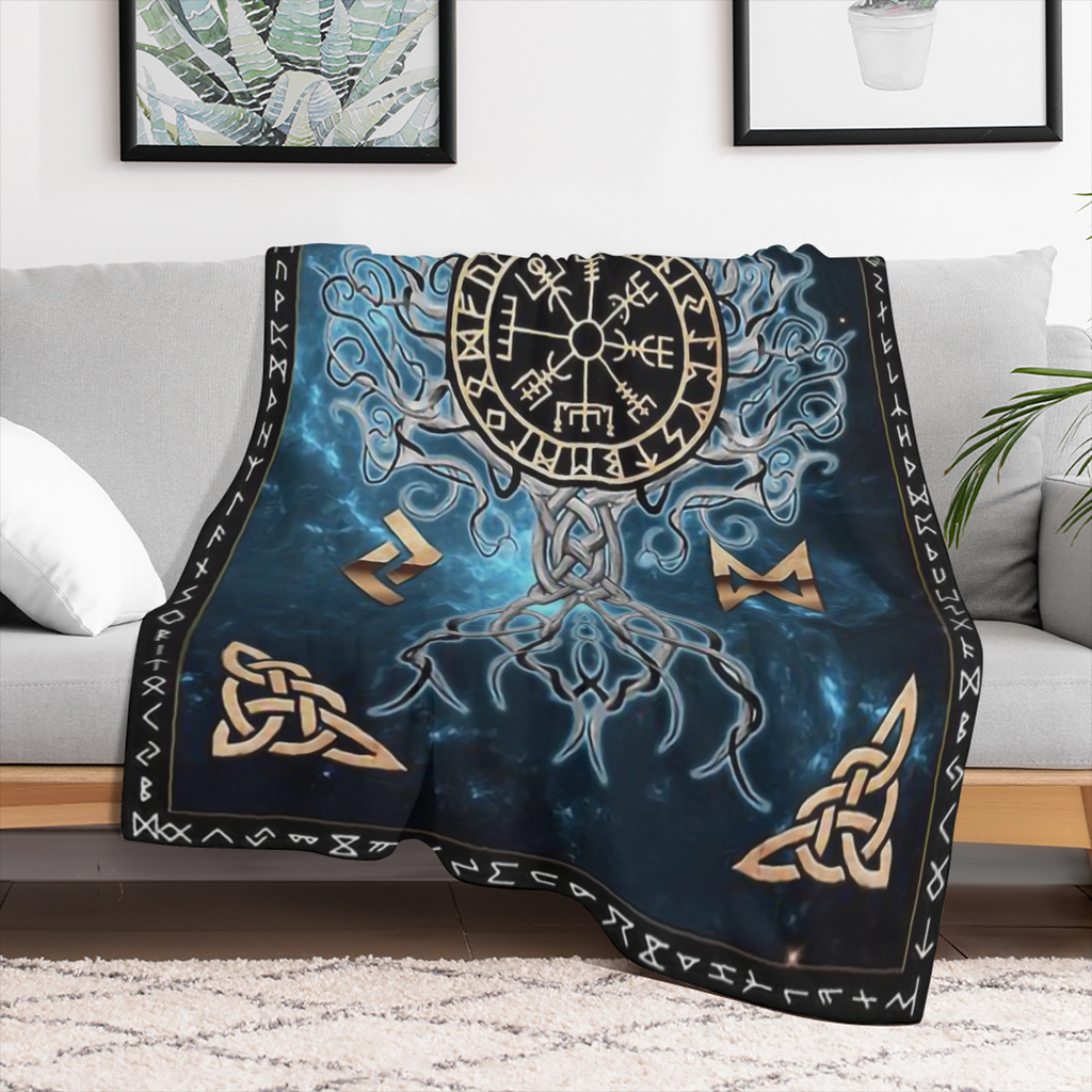 Cozy Viking- Inspired Flannel Throw Blanket - Soft, Warm & Lightweight for Couch, Bed, Travel, and Office - Versatile All- Season Gift
