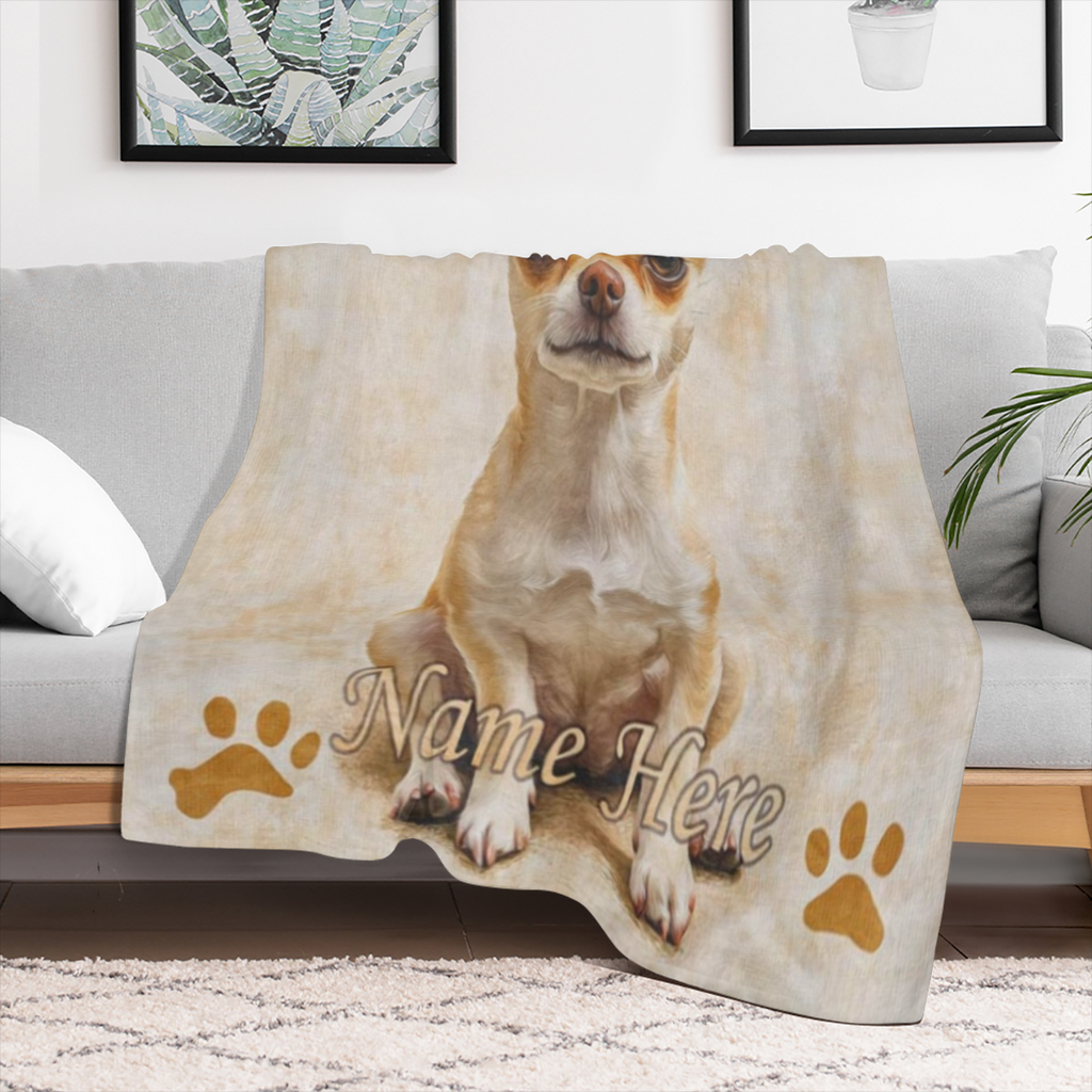 Persoonlijke Chihuahua Hondenprint Werpdeken Zachte Polyestervezel Voor Alle Seizoenen In De Wasmachine Te Waschen Ideaal Voor Kantoor- En Huisdecoratie Kerstcadeau Voor Extra Kleine Tot Grote Honden