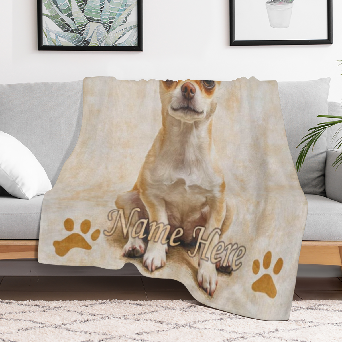 Persoonlijke Chihuahua Hondenprint Werpdeken Zachte Polyestervezel Voor Alle Seizoenen In De Wasmachine Te Waschen Ideaal Voor Kantoor- En Huisdecoratie Kerstcadeau Voor Extra Kleine Tot Grote Honden