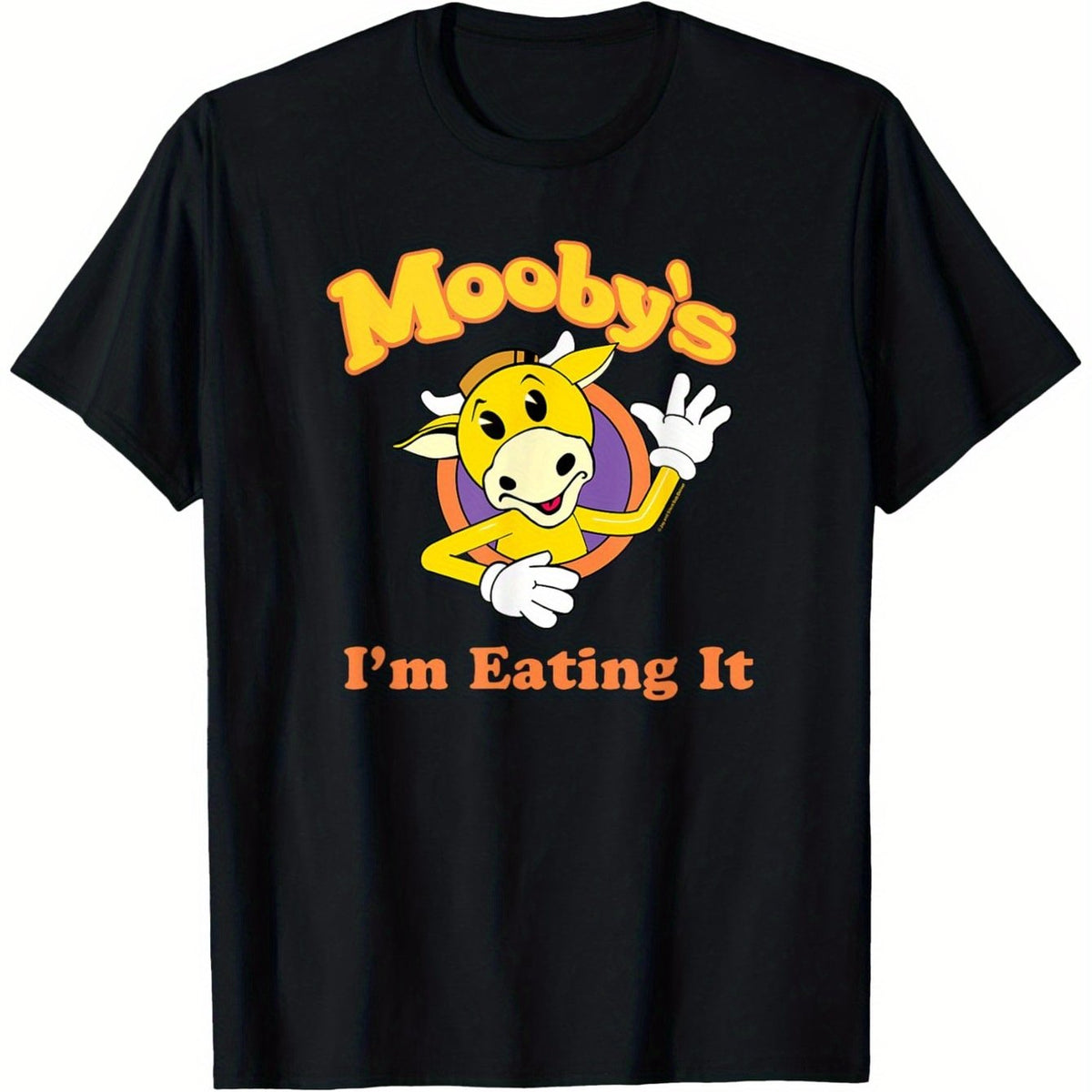 Jay & Silent Bob Mooby's "I'm Eating It" Graphic T-Shirt - 180g All-Season Comfort, Black with Bold Orange Print, Regular Fit Round Neck Casual Tee for Adults