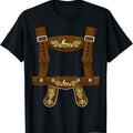 Men'S Bavarian Beer T-Shirt - Munich Oktoberfest Pants Strap Design, Black Casual Weekend Attire with Ornate Belt Pattern, Weekend Casual Wear | Munich Beer Festival Shirt | Decorative Element