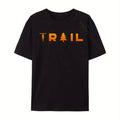 Men's 100% Cotton Trail MTB Mountain Bike T-Shirt - All-Season Quick-Dry Crew Neck Tee with Trail Alphabet & Bike-Themed Applique Logo, Wrinkle-Resistant Casual Outdoor Shirt for, Bike Riding (Black/Orange)