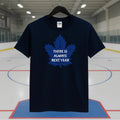 Men's Humorous Toronto Hockey  T-Shirt "Always Next Year" Sarcastic Maple Leaf Pattern T-Shirt- Nano  Regular Fit Short Sleeve, Breathable Casual Sportswear, Suitable for Hockey Enthusiasts, Four Seasons Comfortable and Humorous Gift, Game Da