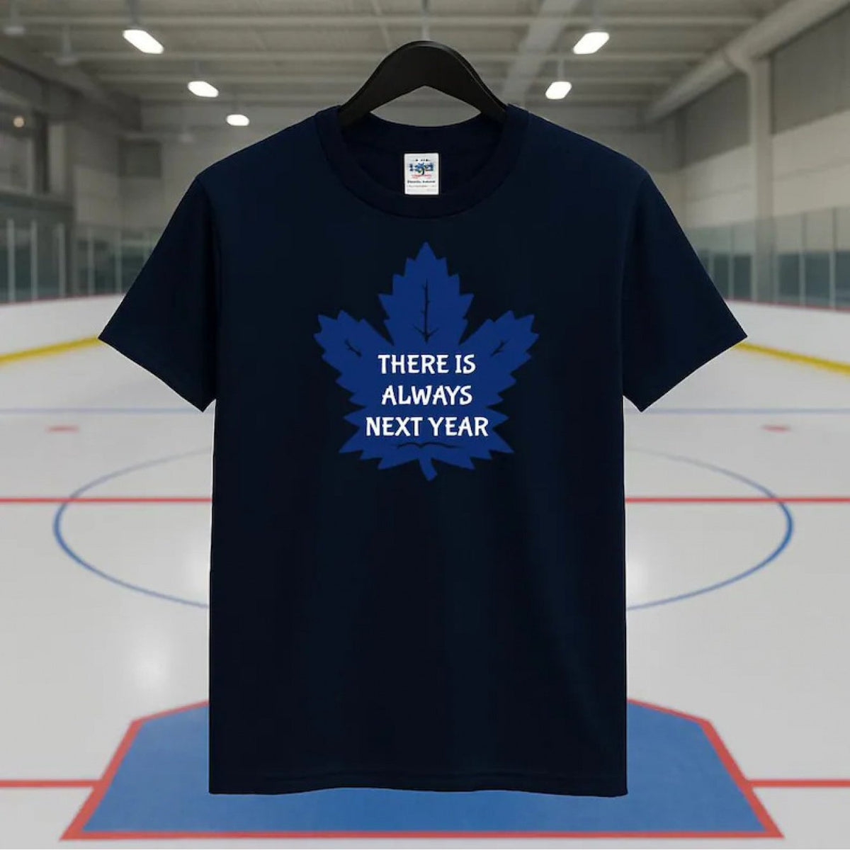 Men's Humorous Toronto Hockey  T-Shirt "Always Next Year" Sarcastic Maple Leaf Pattern T-Shirt- Nano  Regular Fit Short Sleeve, Breathable Casual Sportswear, Suitable for Hockey Enthusiasts, Four Seasons Comfortable and Humorous Gift, Game Da