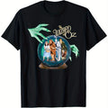 Men's Wizard of Oz Crystal Ball Graphic T-Shirt - 100% Cotton Crew Neck Short Sleeve Tee with Dorothy, Scarecrow, Tin for Man & Cowardly Lion Print, 180GSM Fabric, Single-Sided Casual Shirt for Adults (S-XXXL, Black)