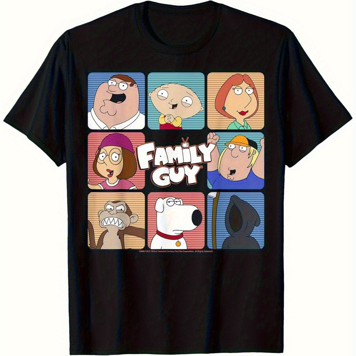 Men'S Griffin for family Photo T-Shirt - for family Guy Inspired Graphic Tee with Peter, Lois, Meg, Chris, Stewie & Brian - 180g All-Season Fit Crew Neck Short Sleeve Shirt for Casual Wear & for family Matching Outfits - Plus Size Available - Nostal