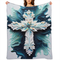 1pc Floral Cross Print Aesthetic Blanket, Soft Warm Throw Blanket Nap Blanket For Couch Sofa Office Bed Camping Travel, Multi- purpose Gift Blanket For All Season