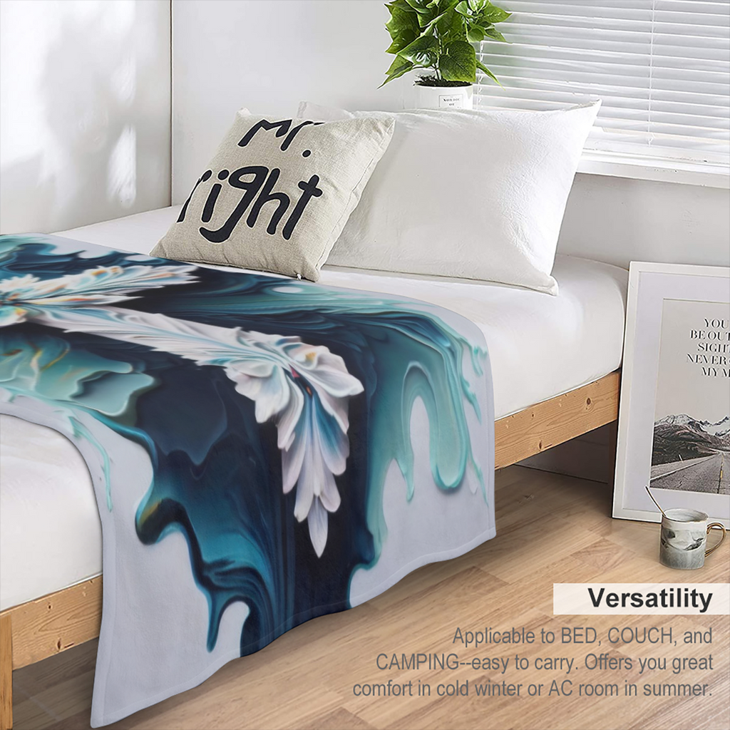 1pc Floral Cross Print Aesthetic Blanket, Soft Warm Throw Blanket Nap Blanket For Couch Sofa Office Bed Camping Travel, Multi- purpose Gift Blanket For All Season