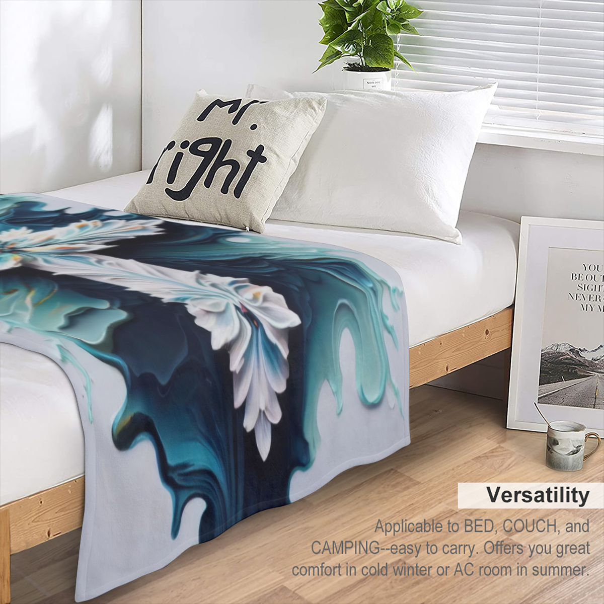 1pc Floral Cross Print Aesthetic Blanket, Soft Warm Throw Blanket Nap Blanket For Couch Sofa Office Bed Camping Travel, Multi- purpose Gift Blanket For All Season