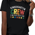 Kinderkrippe Crew Limitierte Auflage Druck T-Shirt, 180g Schwarzer Rundhals Kurzarm Tee, Lässiges Grafik-T-Shirt, Weicher Bequemer Oberteil für Mütter, Lehrer und Mitarbeiter, Trendiges Geschenkkleidung