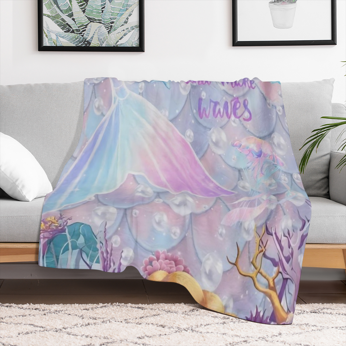 1PC Fish Pattern Flannel Blanket Lunch Break Blanket Sofa Bed Warm Cozy Blanket Soft Throw Blanket For Sofa Home Comfortable Lightweight Blanket Bed Travel Camping Living Room Office Sofa Chair Bed Fl